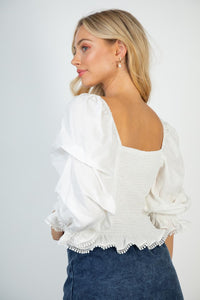 Tie Front Smocked Top