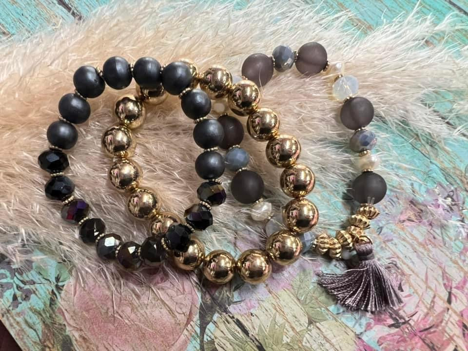 3 Piece Large Beaded Bracelet Set