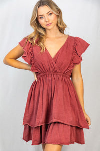 Sleeveless V-Neck W/ Ruffle Tiered Dress