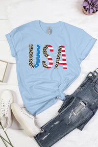 Animal Print & American Flag USA Unisex Short Sleeve