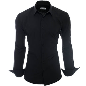 Men's Long Sleeve Solid Black Dress Shirt