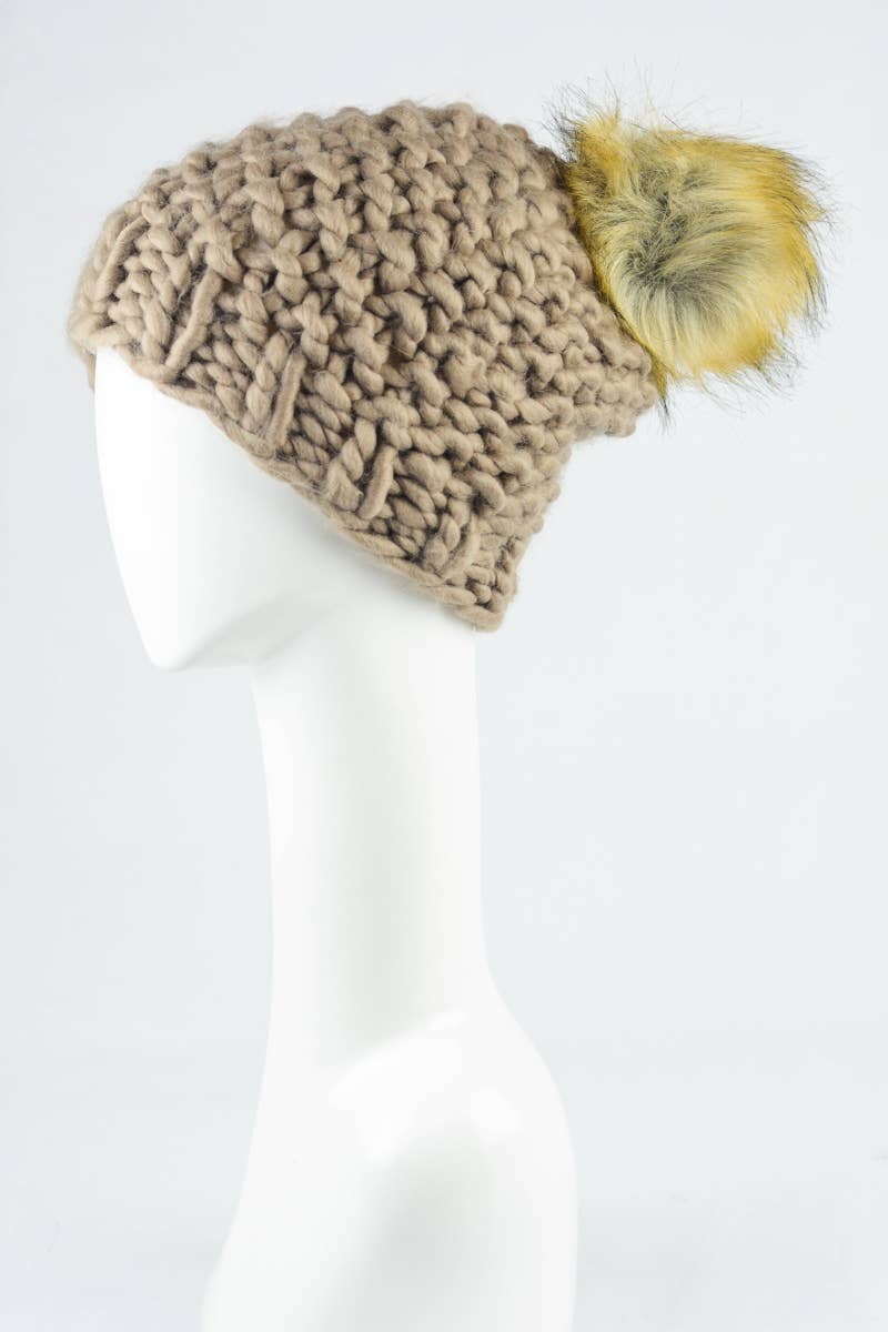 Oversized Chunky Pom Beanie