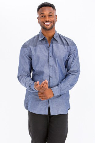 Long Sleeve Two Tone Button Up