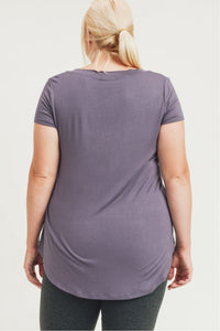 CURVY Longline Deep V-Neck Pocket Shirt