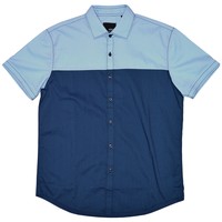 Short Sleeve Two Tone Button Down