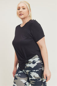 CURVY Short-Sleeve Tulip Athleisure Longline Shirt