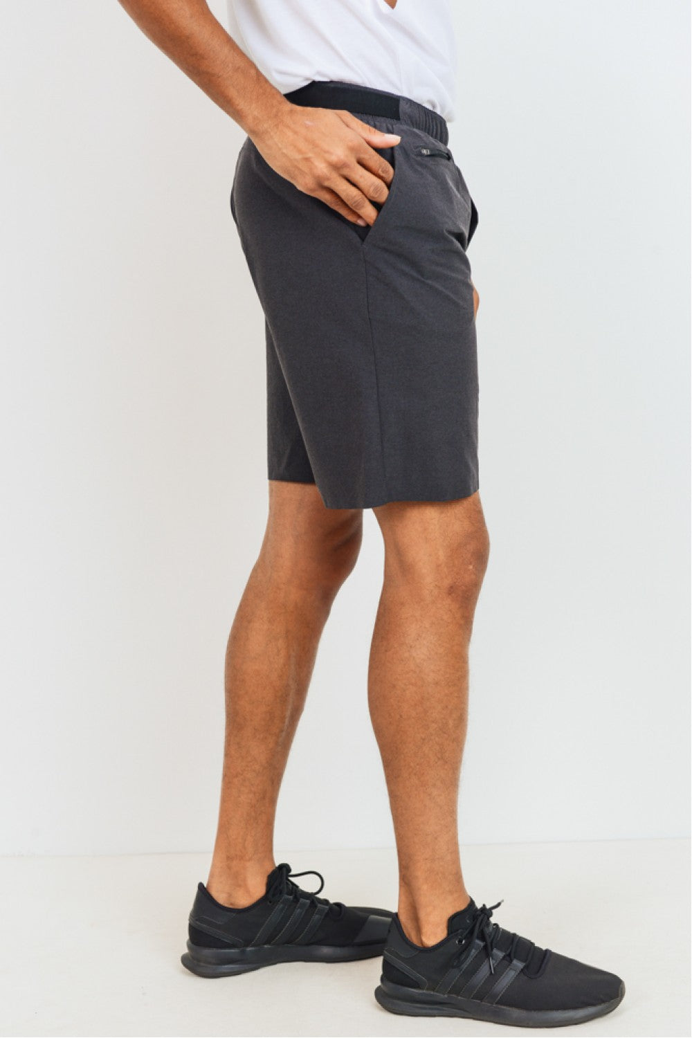 Athletic Perforated Shorts with Band Accent