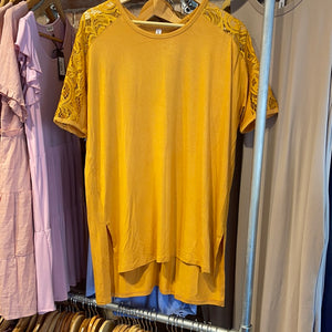 Mustard Lace Sleeve Top